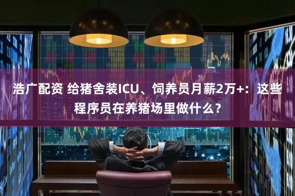 浩广配资 给猪舍装ICU、饲养员月薪2万+：这些程序员在养猪场里做什么？