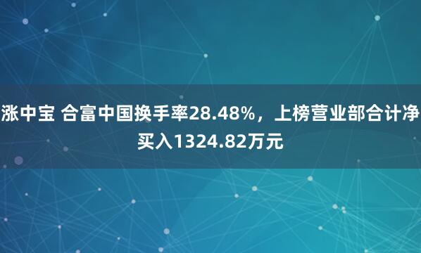 涨中宝 合富中国换手率28.48%，上榜营业部合计净买入1324.82万元